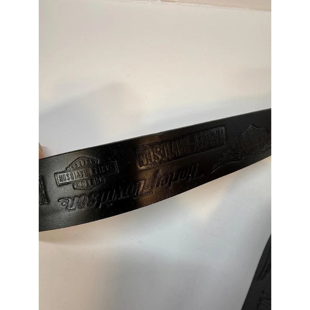 Harley-Davidson Mens Black Embossed Leather Belt Biker Logo 99493-07V Size 30